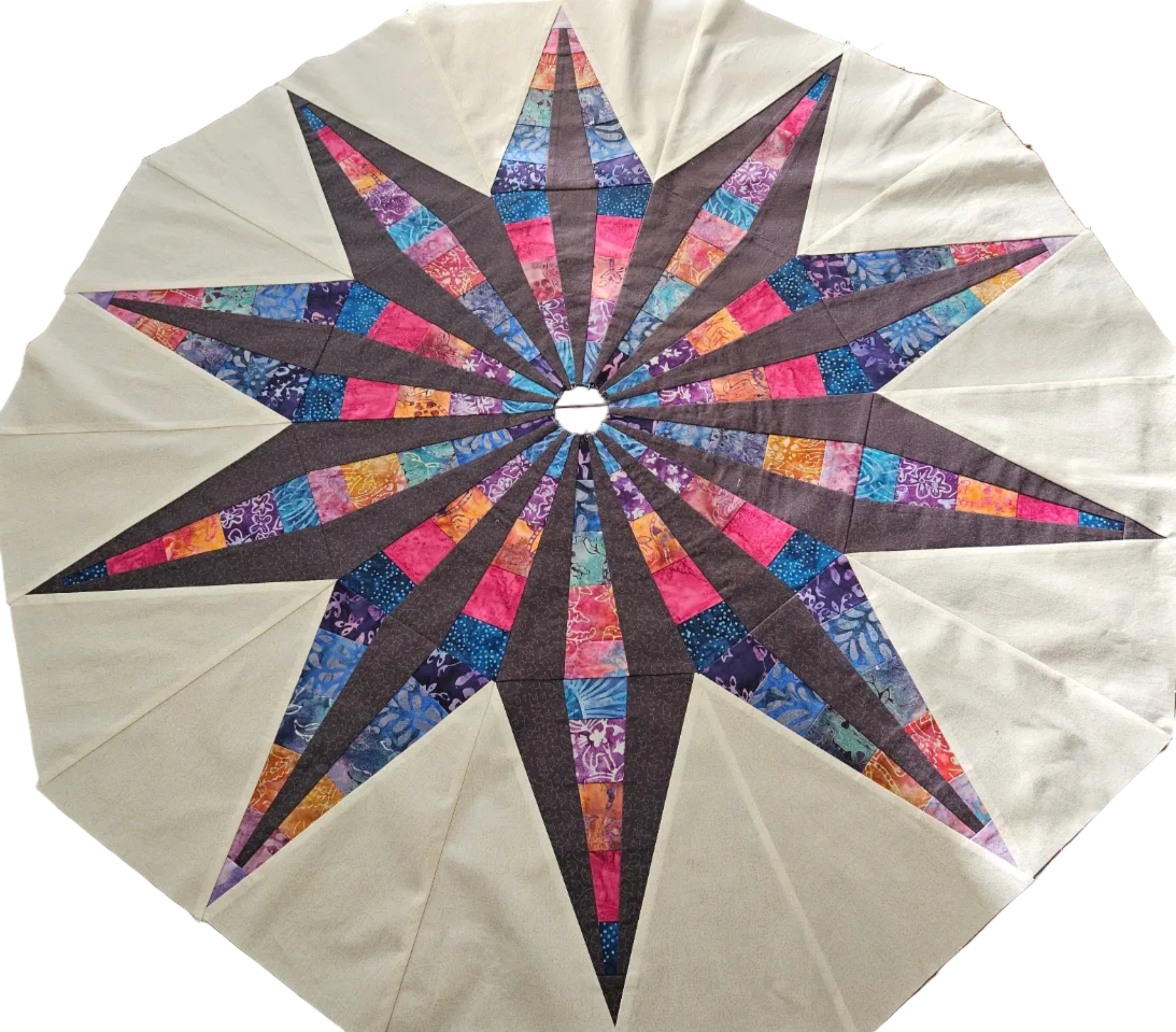 Colorful star-shaped quilt