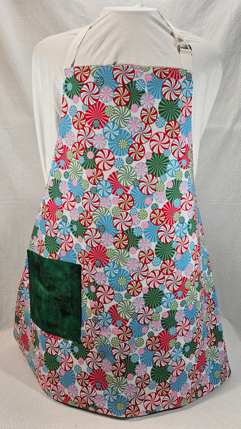 Colorful apron with candy pattern on a white background