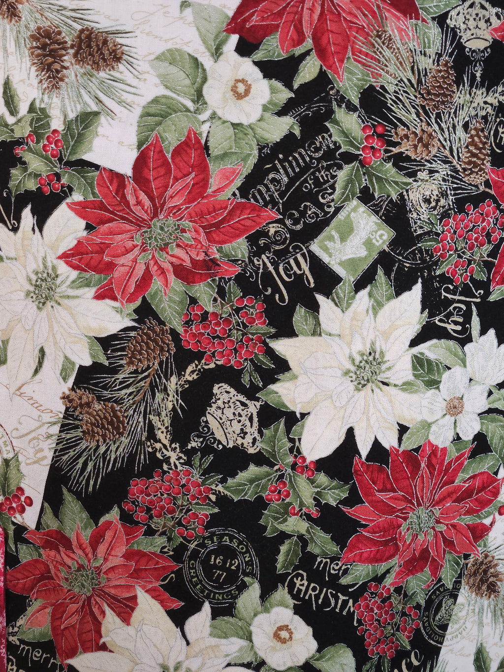 White and Red Poinsettia Apron, Reversable and Adjustable