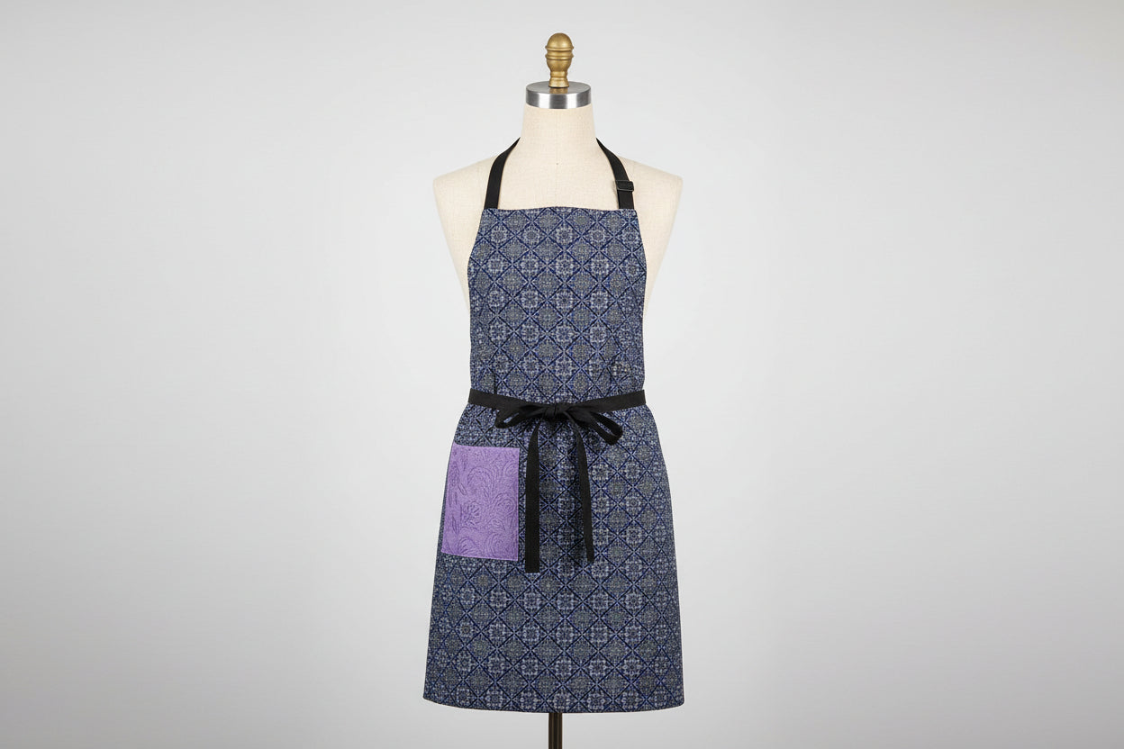 Purple Geometric Apron, Reversable and Adjustable