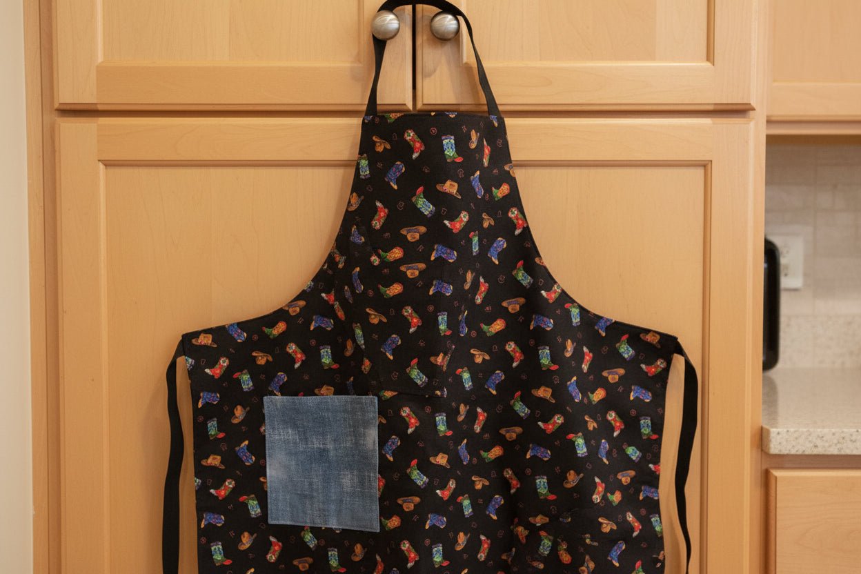 Cowboy Hats and Boots Apron, Reversable and Adjustable