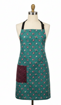Teal Vintage Floral Apron, Reversable and Adjustable