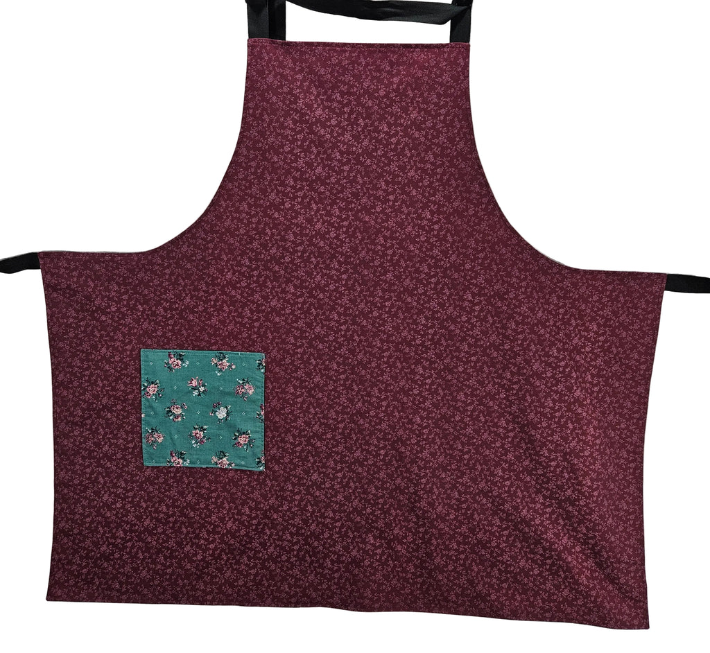 Teal Vintage Floral Apron, Reversable and Adjustable
