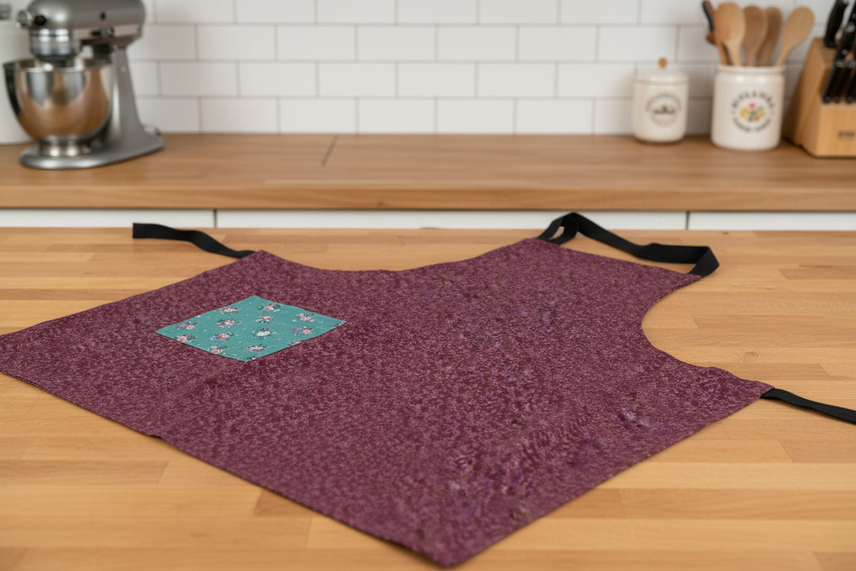 Teal Vintage Floral Apron, Reversable and Adjustable