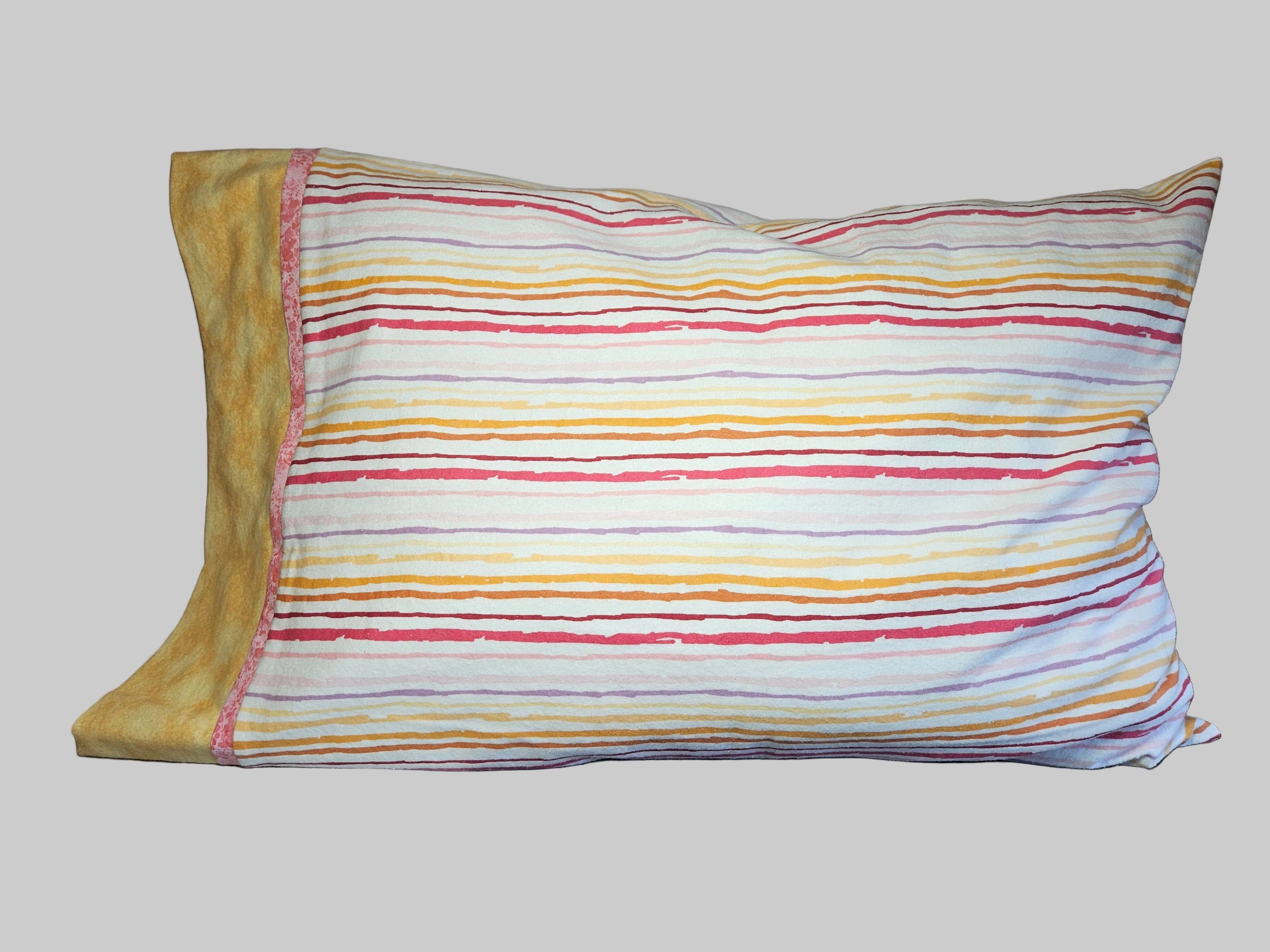 Striped pillowcase with colorful pattern