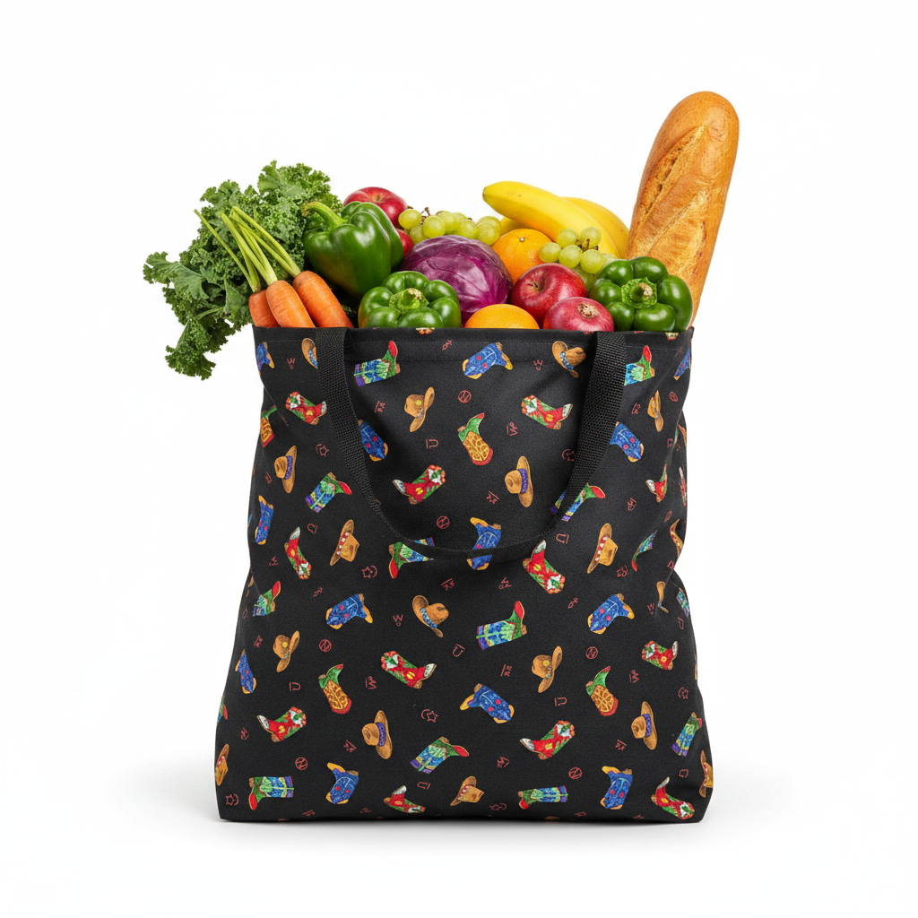 Cowboy Hats and Boots Reusable and Washable Grocery Bag